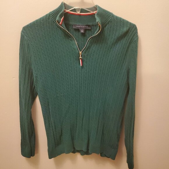 Women's Tommy Hilfiger Pullover Sweater, Size L, Green, Cable Knit, Great Con! - Picture 1 of 3